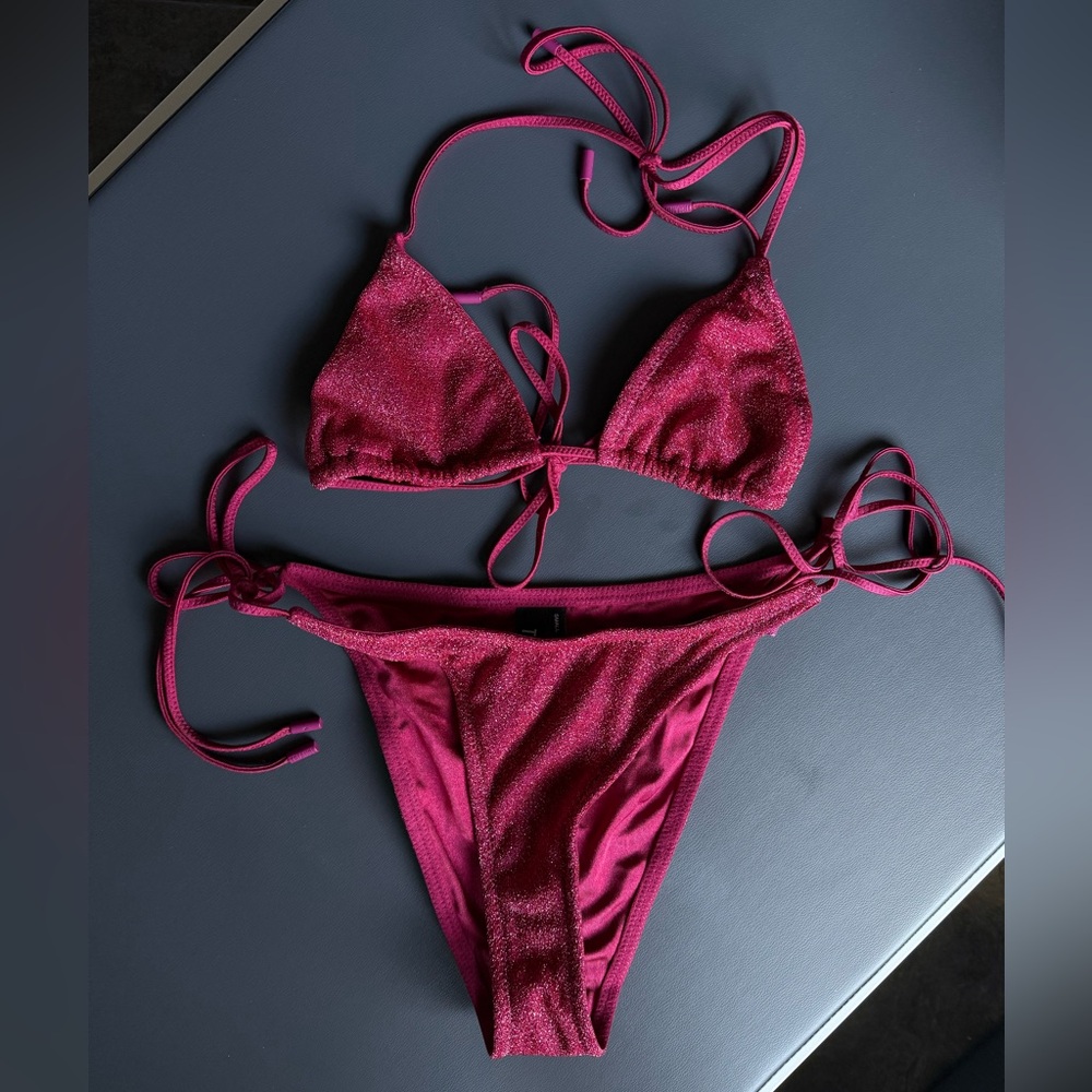Triangl Bikini Set Glitter Burgundy